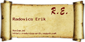 Radovics Erik névjegykártya